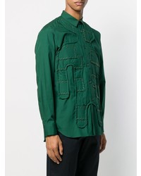grünes Langarmhemd mit Flicken von Comme Des Garcons SHIRT