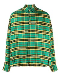 grünes Langarmhemd mit Karomuster von Facetasm