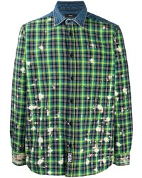 grünes Langarmhemd mit Schottenmuster von Diesel