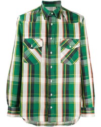 grünes Langarmhemd mit Schottenmuster von Gitman Vintage