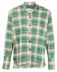 grünes Langarmhemd mit Schottenmuster von Greg Lauren