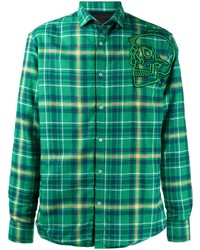 grünes Langarmhemd mit Schottenmuster von Philipp Plein