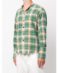 grünes Langarmhemd mit Schottenmuster von Greg Lauren