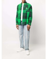 grünes Langarmhemd mit Vichy-Muster von Lacoste