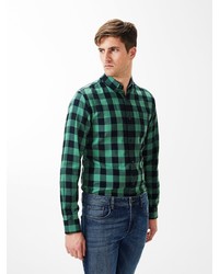 grünes Langarmhemd mit Vichy-Muster von Produkt