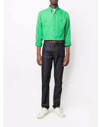 grünes Leinen Langarmhemd von Polo Ralph Lauren