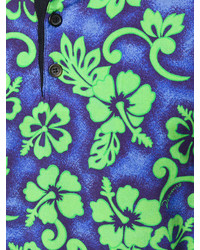 grünes Polohemd mit Blumenmuster von DSQUARED2