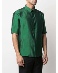 grünes Seide Kurzarmhemd von Saint Laurent