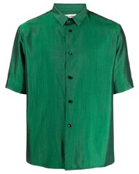 grünes Seide Kurzarmhemd von Saint Laurent