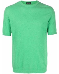 grünes Strick T-Shirt mit einem Rundhalsausschnitt von Roberto Collina
