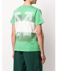 grünes Mit Batikmuster T-Shirt mit einem Rundhalsausschnitt von Off-White