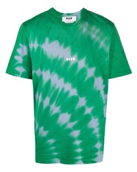 grünes Mit Batikmuster T-Shirt mit einem Rundhalsausschnitt von MSGM