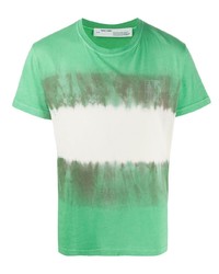 grünes Mit Batikmuster T-Shirt mit einem Rundhalsausschnitt von Off-White