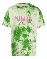 grünes Mit Batikmuster T-Shirt mit einem Rundhalsausschnitt von Pleasures