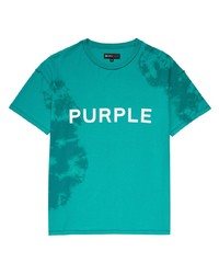 grünes Mit Batikmuster T-Shirt mit einem Rundhalsausschnitt von purple brand