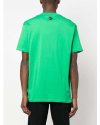 grünes T-Shirt mit einem Rundhalsausschnitt mit Schlangenmuster von Philipp Plein