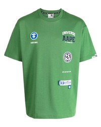 grünes T-Shirt mit einem Rundhalsausschnitt von AAPE BY A BATHING APE