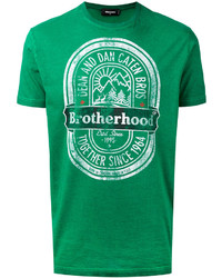 grünes T-Shirt mit einem Rundhalsausschnitt von DSQUARED2