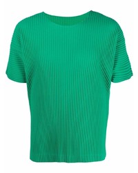 grünes T-Shirt mit einem Rundhalsausschnitt von Homme Plissé Issey Miyake