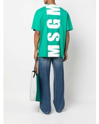 grünes T-Shirt mit einem Rundhalsausschnitt von MSGM