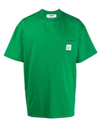 grünes T-Shirt mit einem Rundhalsausschnitt von MSGM