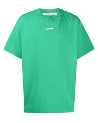 grünes T-Shirt mit einem Rundhalsausschnitt von Off-White