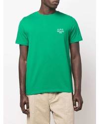 grünes T-Shirt mit einem Rundhalsausschnitt von A.P.C.