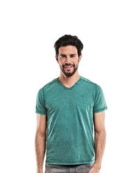 grünes T-Shirt mit einem V-Ausschnitt von EMILIO ADANI