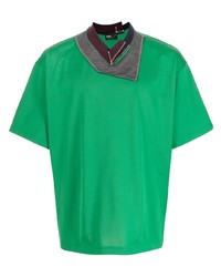 grünes T-Shirt mit einem V-Ausschnitt von Kolor