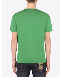 grünes T-Shirt mit einem V-Ausschnitt von Dolce & Gabbana