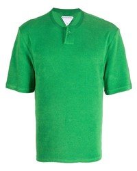 grünes T-shirt mit einer Knopfleiste von Bottega Veneta