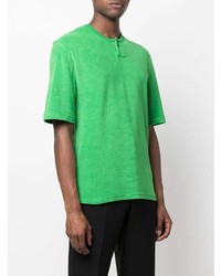 grünes T-shirt mit einer Knopfleiste von Bottega Veneta