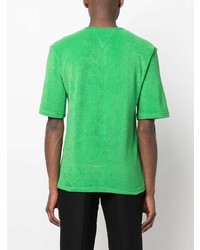 grünes T-shirt mit einer Knopfleiste von Bottega Veneta