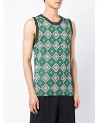 grünes Trägershirt mit geometrischem Muster von Ahluwalia