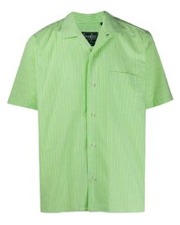 grünes vertikal gestreiftes Kurzarmhemd von Gitman Vintage