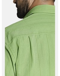 grünes vertikal gestreiftes Kurzarmhemd von Jan Vanderstorm