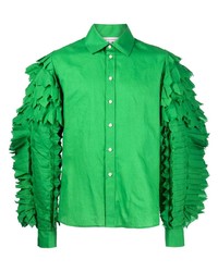 grünes verziertes Langarmhemd von Walter Van Beirendonck