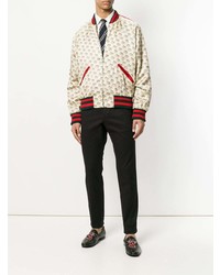 hellbeige bedruckte Bomberjacke von Gucci