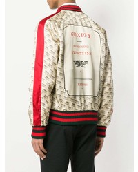 hellbeige bedruckte Bomberjacke von Gucci