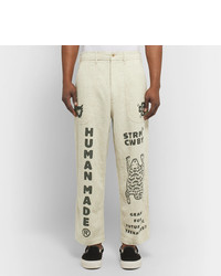 hellbeige bedruckte Chinohose von Human Made