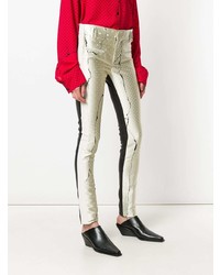 hellbeige bedruckte enge Hose aus Leder von Haider Ackermann