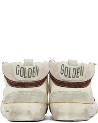 hellbeige bedruckte hohe Sneakers aus Leder von Golden Goose