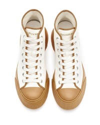 hellbeige bedruckte hohe Sneakers aus Segeltuch von JW Anderson