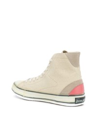 hellbeige bedruckte hohe Sneakers aus Wildleder von Palm Angels