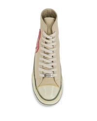 hellbeige bedruckte hohe Sneakers aus Wildleder von Palm Angels