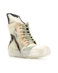 hellbeige bedruckte hohe Sneakers von Rick Owens