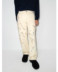 hellbeige bedruckte Jeans von JW Anderson