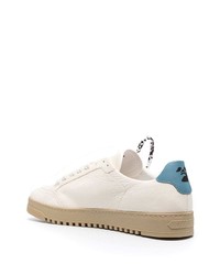 hellbeige bedruckte Leder niedrige Sneakers von Off-White