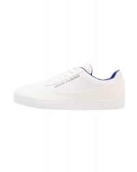 hellbeige bedruckte Leder niedrige Sneakers von Armani Exchange