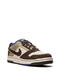 hellbeige bedruckte Leder niedrige Sneakers von Nike